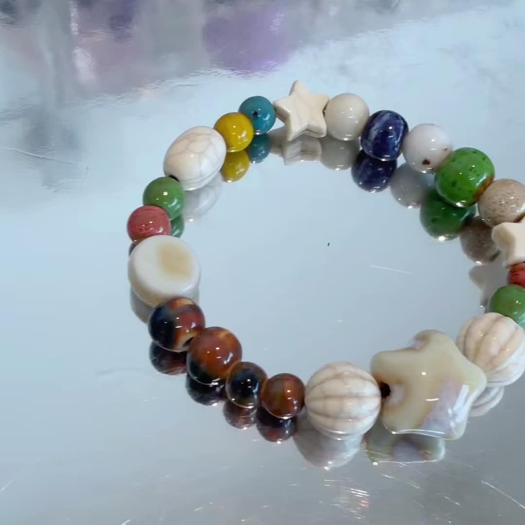 Handmade Glazed Ceramic Men's Multi-Faux Bracelet